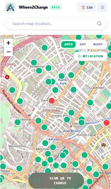 Where2Charge Day Map View